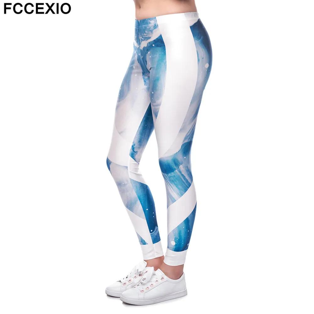FCCEXIO ο   뽺  뽺 Ʈ Ͻ Legging   High Waist 3D Printed GWATERFALLS Fashion Pants